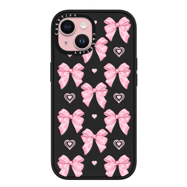 Victoria Ryabinina x CASETiFY iPhone 15 Case Matte Black Impact Case MagSafe Compatible Pink bows Victoria Ryabinina x CASETiFY iPhone 15 Case Matte Black Impact Case MagSafe Compatible Pink bows