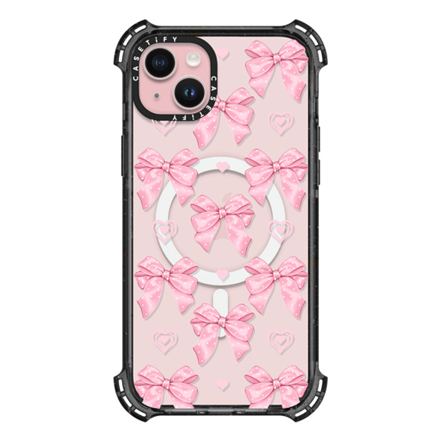 Victoria Ryabinina x CASETiFY iPhone 15 Plus Case Ribbon,Pattern Black バウンスケース Pink bows Back to School Victoria Ryabinina x CASETiFY iPhone 15 Plus Case Ribbon,Pattern Black バウンスケース Pink bows Back to School