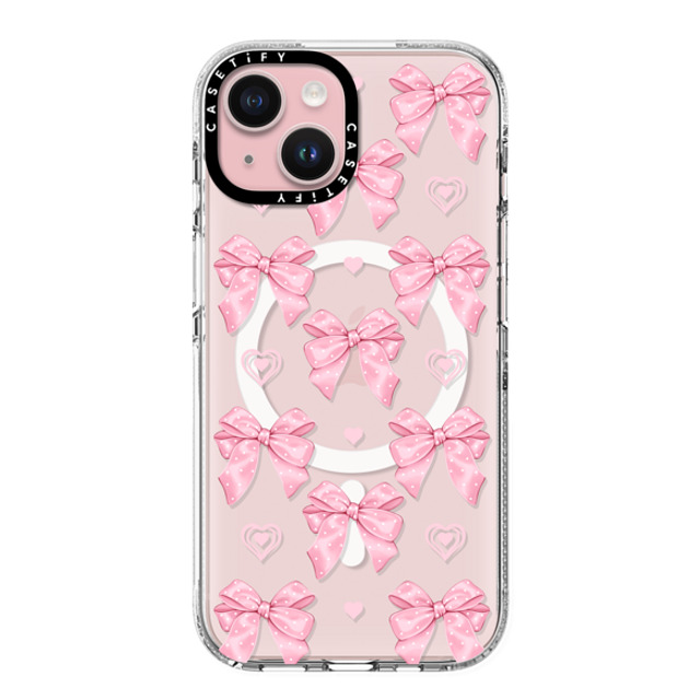 Victoria Ryabinina x CASETiFY iPhone 15 ケース クリア クリア ケース MagSafe対応 Pink bows