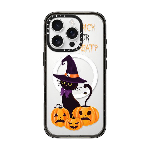 Victoria Ryabinina x CASETiFY iPhone 16 Pro Case Black Impact Case MagSafe Compatible Cat and pumpkins Back to School Victoria Ryabinina x CASETiFY iPhone 16 Pro Case Black Impact Case MagSafe Compatible Cat and pumpkins Back to School