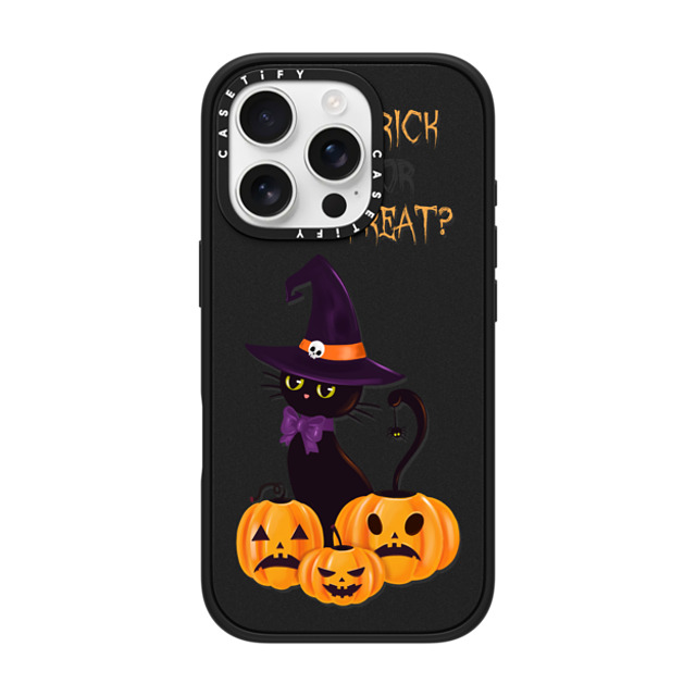 Victoria Ryabinina x CASETiFY iPhone 16 Pro Case Matte Black Impact Case MagSafe Compatible Cat and pumpkins Back to School Victoria Ryabinina x CASETiFY iPhone 16 Pro Case Matte Black Impact Case MagSafe Compatible Cat and pumpkins Back to School