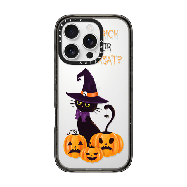 Victoria Ryabinina x CASETiFY iPhone 16 Pro Case Black Impact Case Cat and pumpkins Back to School Victoria Ryabinina x CASETiFY iPhone 16 Pro Case Black Impact Case Cat and pumpkins Back to School