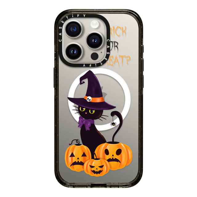 Victoria Ryabinina x CASETiFY iPhone 15 Pro Case Black Impact Case MagSafe Compatible Cat and pumpkins Back to School Victoria Ryabinina x CASETiFY iPhone 15 Pro Case Black Impact Case MagSafe Compatible Cat and pumpkins Back to School