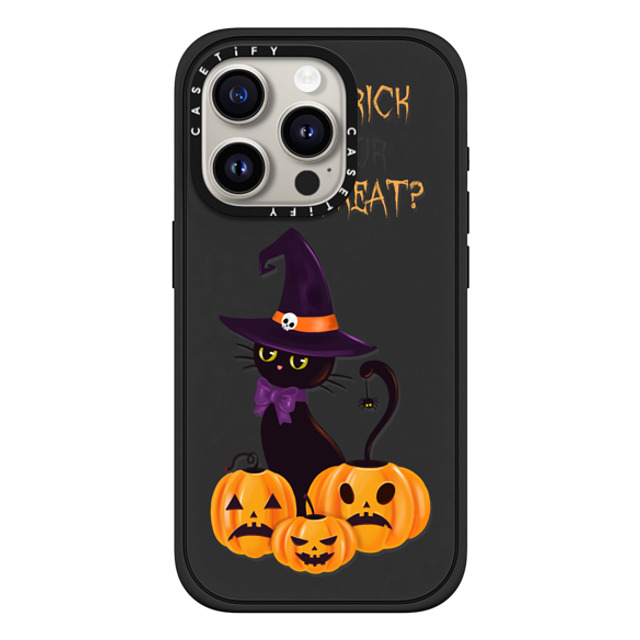 Victoria Ryabinina x CASETiFY iPhone 15 Pro Case Matte Black Impact Case MagSafe Compatible Cat and pumpkins Back to School Victoria Ryabinina x CASETiFY iPhone 15 Pro Case Matte Black Impact Case MagSafe Compatible Cat and pumpkins Back to School