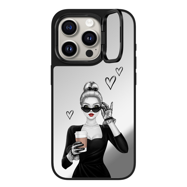 Victoria Ryabinina x CASETiFY iPhone 15 Pro ケース Silver on Black ミラー リングスタンドケース MagSafe対応 Elegant lady Back to School Victoria Ryabinina x CASETiFY iPhone 15 Pro ケース Silver on Black ミラー リングスタンドケース MagSafe対応 Elegant lady Back to School