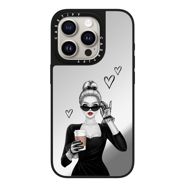 Victoria Ryabinina x CASETiFY iPhone 15 Pro Case Silver on Black ミラーケース MagSafe対応 Elegant lady Victoria Ryabinina x CASETiFY iPhone 15 Pro Case Silver on Black ミラーケース MagSafe対応 Elegant lady