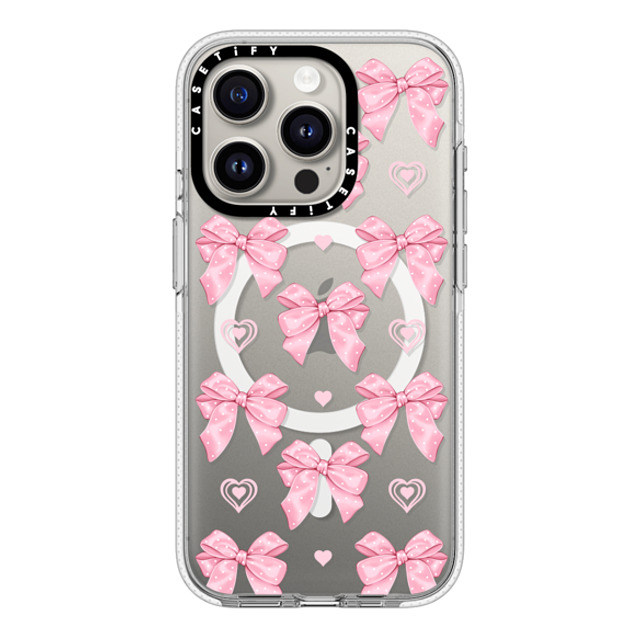 Victoria Ryabinina x CASETiFY iPhone 15 Pro ケース クリア クリア ケース MagSafe対応 Pink bows