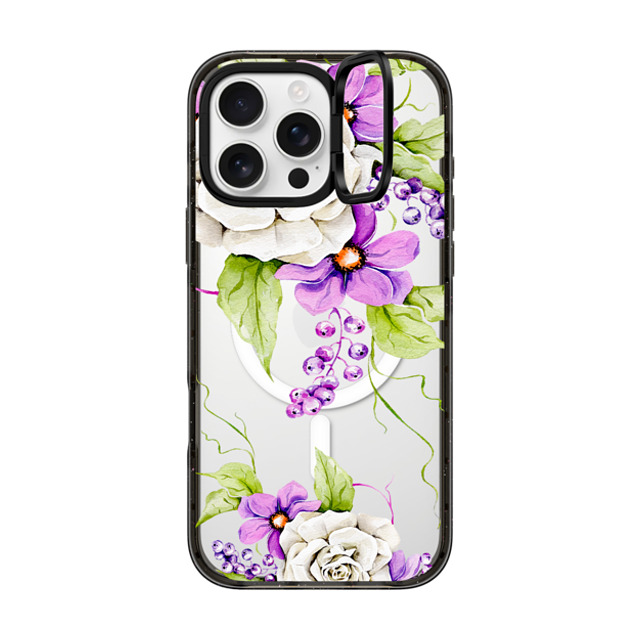 Victoria Ryabinina x CASETiFY iPhone 16 Pro Max ケース ブラック インパクトリングスタンドケース MagSafe対応 Watercolor spring flowers Back to School Victoria Ryabinina x CASETiFY iPhone 16 Pro Max ケース ブラック インパクトリングスタンドケース MagSafe対応 Watercolor spring flowers Back to School