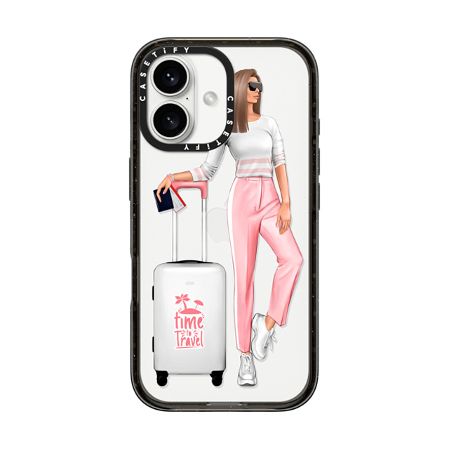Victoria Ryabinina x CASETiFY iPhone 16 Case Black Impact Case Travel lady (brunette) Victoria Ryabinina x CASETiFY iPhone 16 Case Black Impact Case Travel lady (brunette)