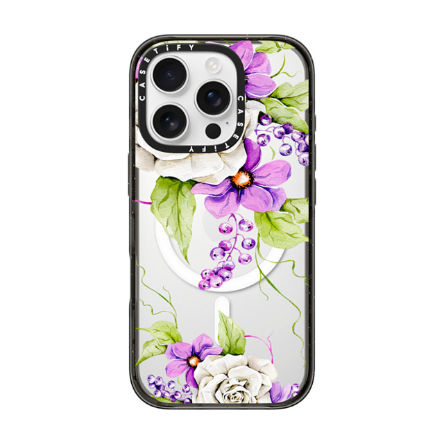 Victoria Ryabinina x CASETiFY iPhone 16 Pro ケース ブラック インパクトケース MagSafe対応 Watercolor spring flowers Back to School Victoria Ryabinina x CASETiFY iPhone 16 Pro ケース ブラック インパクトケース MagSafe対応 Watercolor spring flowers Back to School