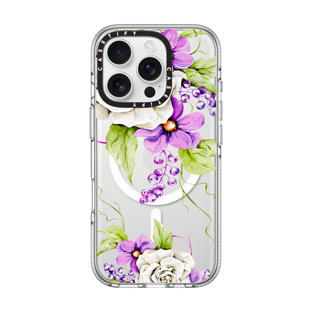 Victoria Ryabinina x CASETiFY iPhone 16 Pro ケース クリア クリア ケース MagSafe対応 Watercolor spring flowers Back to School Victoria Ryabinina x CASETiFY iPhone 16 Pro ケース クリア クリア ケース MagSafe対応 Watercolor spring flowers Back to School