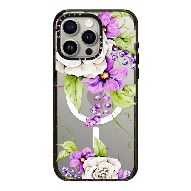 Victoria Ryabinina x CASETiFY iPhone 15 Pro Max ケース ブラック インパクトケース MagSafe対応 Watercolor spring flowers Back to School Victoria Ryabinina x CASETiFY iPhone 15 Pro Max ケース ブラック インパクトケース MagSafe対応 Watercolor spring flowers Back to School