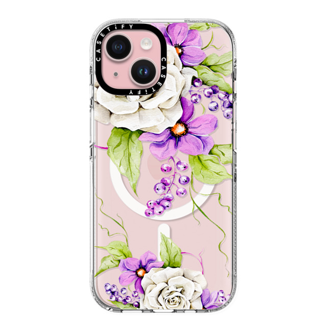 Victoria Ryabinina x CASETiFY iPhone 15 ケース クリア クリア ケース MagSafe対応 Watercolor spring flowers Back to School Victoria Ryabinina x CASETiFY iPhone 15 ケース クリア クリア ケース MagSafe対応 Watercolor spring flowers Back to School