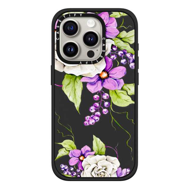 Victoria Ryabinina x CASETiFY iPhone 15 Pro ケース マットブラック インパクトケース MagSafe対応 Watercolor spring flowers Back to School Victoria Ryabinina x CASETiFY iPhone 15 Pro ケース マットブラック インパクトケース MagSafe対応 Watercolor spring flowers Back to School