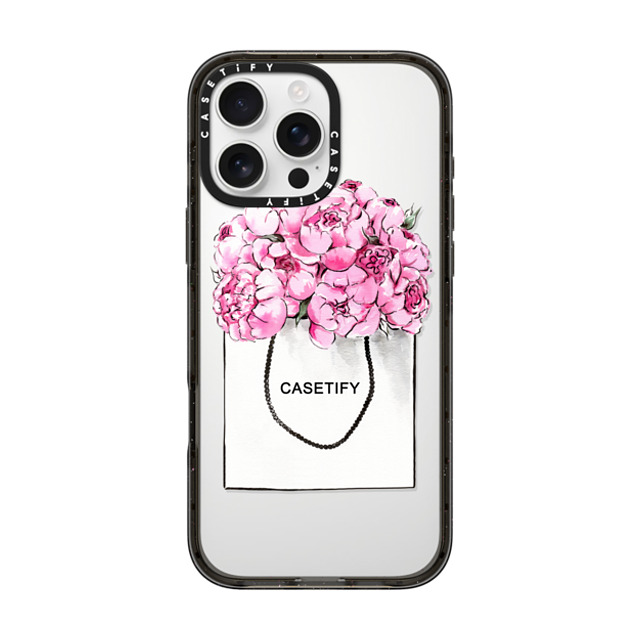 Victoria Ryabinina x CASETiFY iPhone 16 Pro Max Case Black Impact Case MagSafe Compatible Peonies in paper bag Back to School Victoria Ryabinina x CASETiFY iPhone 16 Pro Max Case Black Impact Case MagSafe Compatible Peonies in paper bag Back to School