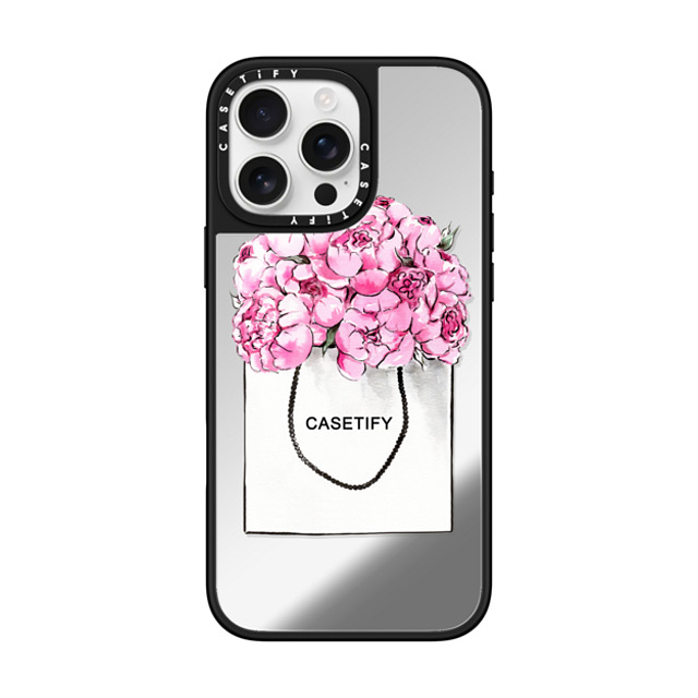 Victoria Ryabinina x CASETiFY iPhone 16 Pro Max Case Silver on Black ミラーケース MagSafe対応 Peonies in paper bag Back to School Victoria Ryabinina x CASETiFY iPhone 16 Pro Max Case Silver on Black ミラーケース MagSafe対応 Peonies in paper bag Back to School