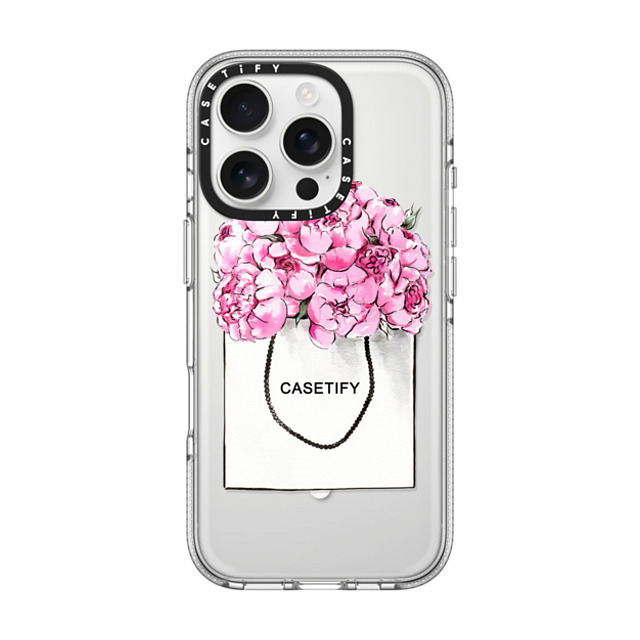 Victoria Ryabinina x CASETiFY iPhone 16 Pro Case クリア クリア ケース MagSafe対応 Peonies in paper bag Back to School Victoria Ryabinina x CASETiFY iPhone 16 Pro Case クリア クリア ケース MagSafe対応 Peonies in paper bag Back to School