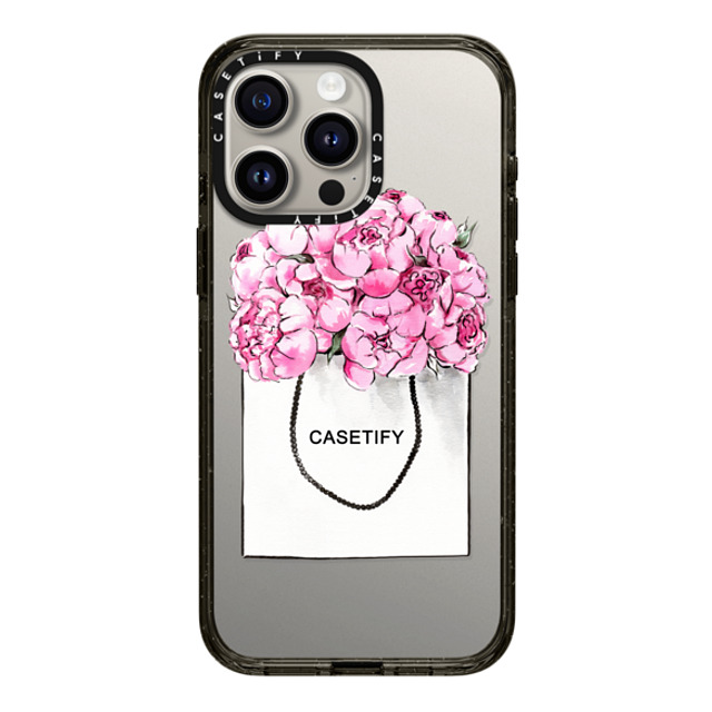 Victoria Ryabinina x CASETiFY iPhone 15 Pro Max Case Black Impact Case MagSafe Compatible Peonies in paper bag Back to School Victoria Ryabinina x CASETiFY iPhone 15 Pro Max Case Black Impact Case MagSafe Compatible Peonies in paper bag Back to School