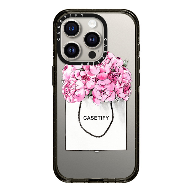 Victoria Ryabinina x CASETiFY iPhone 15 Pro Case Black Impact Case MagSafe Compatible Peonies in paper bag Back to School Victoria Ryabinina x CASETiFY iPhone 15 Pro Case Black Impact Case MagSafe Compatible Peonies in paper bag Back to School