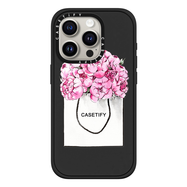 Victoria Ryabinina x CASETiFY iPhone 15 Pro Case Matte Black Impact Case MagSafe Compatible Peonies in paper bag Back to School Victoria Ryabinina x CASETiFY iPhone 15 Pro Case Matte Black Impact Case MagSafe Compatible Peonies in paper bag Back to School