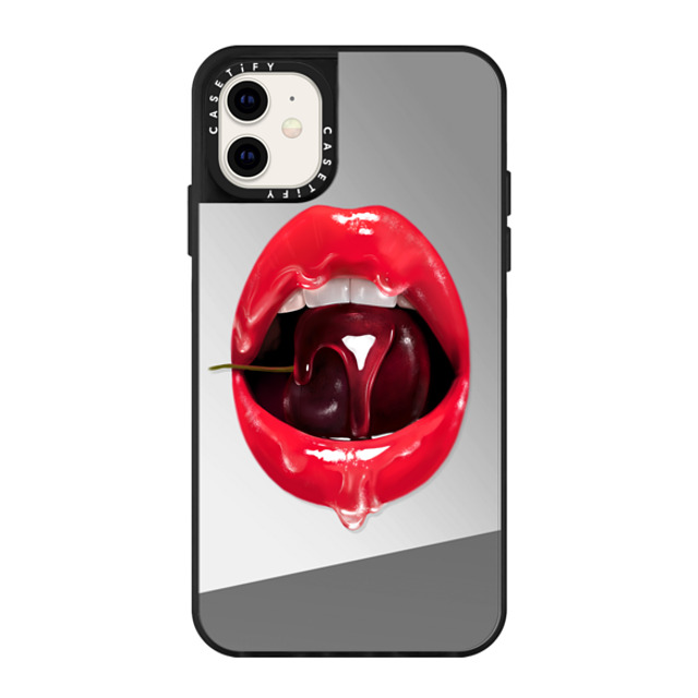 Victoria Ryabinina x CASETiFY iPhone 11 Case Silver on Black ミラーケース Red cherry lips Victoria Ryabinina x CASETiFY iPhone 11 Case Silver on Black ミラーケース Red cherry lips