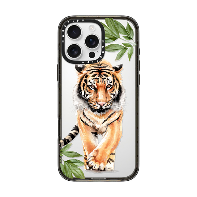 Victoria Ryabinina x CASETiFY iPhone 16 Pro Max ケース ブラック インパクトケース Tiger and leaves Father's Day Victoria Ryabinina x CASETiFY iPhone 16 Pro Max ケース ブラック インパクトケース Tiger and leaves Father's Day
