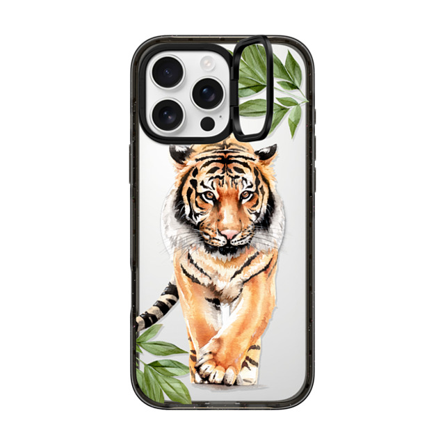 Victoria Ryabinina x CASETiFY iPhone 16 Pro Max ケース ブラック インパクトリングスタンドケース MagSafe対応 Tiger and leaves Father's Day Victoria Ryabinina x CASETiFY iPhone 16 Pro Max ケース ブラック インパクトリングスタンドケース MagSafe対応 Tiger and leaves Father's Day