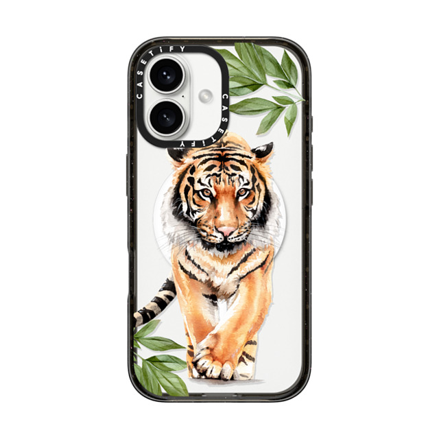 Victoria Ryabinina x CASETiFY iPhone 16 ケース ブラック インパクトケース MagSafe対応 Tiger and leaves Father's Day Victoria Ryabinina x CASETiFY iPhone 16 ケース ブラック インパクトケース MagSafe対応 Tiger and leaves Father's Day