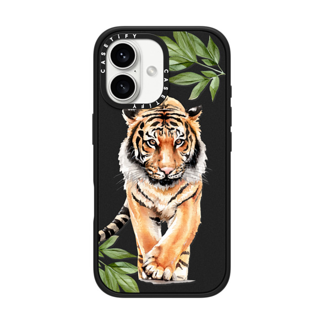 Victoria Ryabinina x CASETiFY iPhone 16 ケース マットブラック インパクトケース MagSafe対応 Tiger and leaves Father's Day Victoria Ryabinina x CASETiFY iPhone 16 ケース マットブラック インパクトケース MagSafe対応 Tiger and leaves Father's Day