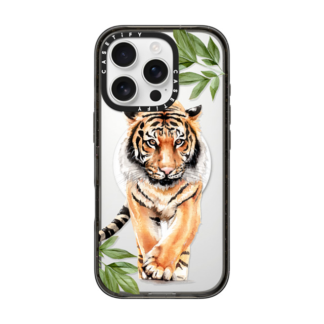 Victoria Ryabinina x CASETiFY iPhone 16 Pro ケース ブラック インパクトケース MagSafe対応 Tiger and leaves Mother's Day Victoria Ryabinina x CASETiFY iPhone 16 Pro ケース ブラック インパクトケース MagSafe対応 Tiger and leaves Mother's Day