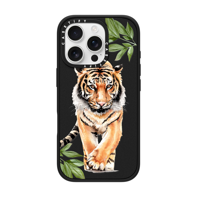 Victoria Ryabinina x CASETiFY iPhone 16 Pro ケース マットブラック インパクトケース MagSafe対応 Tiger and leaves Father's Day Victoria Ryabinina x CASETiFY iPhone 16 Pro ケース マットブラック インパクトケース MagSafe対応 Tiger and leaves Father's Day