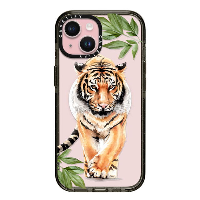 Victoria Ryabinina x CASETiFY iPhone 15 ケース ブラック インパクトケース MagSafe対応 Tiger and leaves Mother's Day Victoria Ryabinina x CASETiFY iPhone 15 ケース ブラック インパクトケース MagSafe対応 Tiger and leaves Mother's Day