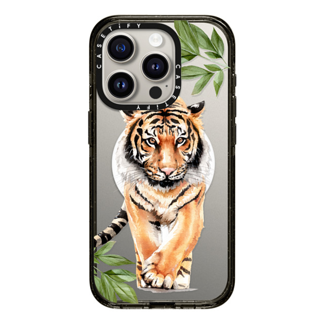 Victoria Ryabinina x CASETiFY iPhone 15 Pro Case Black Impact Case MagSafe Compatible Tiger and leaves Mother's Day Victoria Ryabinina x CASETiFY iPhone 15 Pro Case Black Impact Case MagSafe Compatible Tiger and leaves Mother's Day