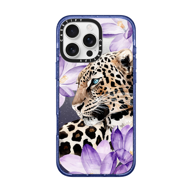 Victoria Ryabinina x CASETiFY iPhone 16 Pro Max Case Glitter Indigo Impact Case MagSafe Compatible Leopard with crocuses Victoria Ryabinina x CASETiFY iPhone 16 Pro Max Case Glitter Indigo Impact Case MagSafe Compatible Leopard with crocuses