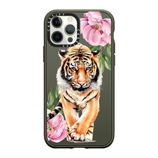 Victoria Ryabinina x CASETiFY iPhone 12 Pro Max ケース オリーブ インパクトケース Tiger and peonies