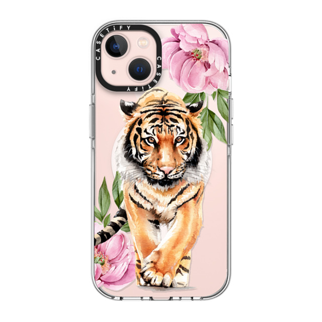 Victoria Ryabinina x CASETiFY iPhone 13 ケース クリア クリア ケース MagSafe対応 Tiger and peonies