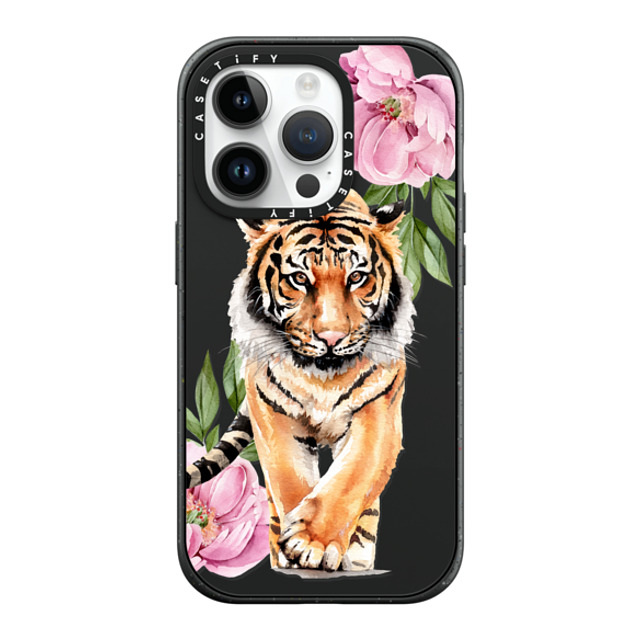 Victoria Ryabinina x CASETiFY iPhone 14 Pro ケース マットブラック インパクトケース MagSafe対応 Tiger and peonies