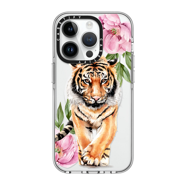 Victoria Ryabinina x CASETiFY iPhone 14 Pro ケース クリア クリア ケース MagSafe対応 Tiger and peonies