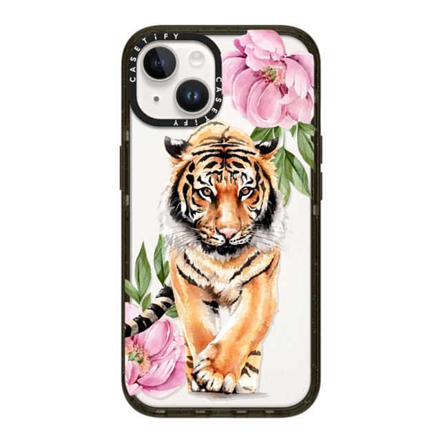 Victoria Ryabinina x CASETiFY iPhone 14 ケース ブラック インパクトケース Tiger and peonies