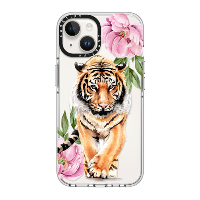 Victoria Ryabinina x CASETiFY iPhone 14 ケース クリア クリア ケース MagSafe対応 Tiger and peonies