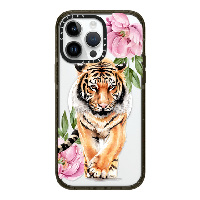 Victoria Ryabinina x CASETiFY iPhone 14 Pro Max ケース ブラック インパクトケース MagSafe対応 Tiger and peonies