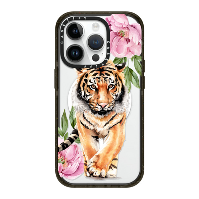 Victoria Ryabinina x CASETiFY iPhone 14 Pro ケース ブラック インパクトケース MagSafe対応 Tiger and peonies