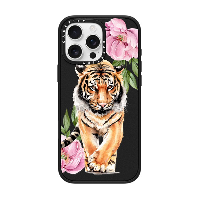 Victoria Ryabinina x CASETiFY iPhone 16 Pro Max ケース マットブラック インパクトケース MagSafe対応 Tiger and peonies