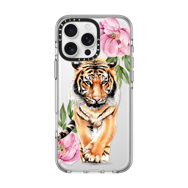 Victoria Ryabinina x CASETiFY iPhone 16 Pro Max ケース クリア クリア ケース MagSafe対応 Tiger and peonies