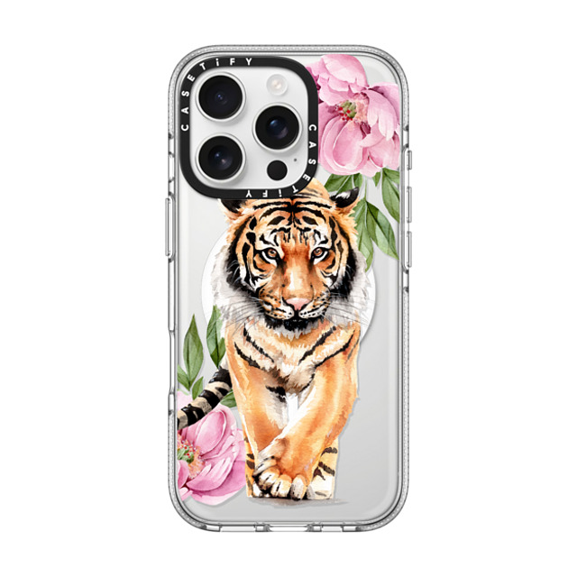 Victoria Ryabinina x CASETiFY iPhone 16 Pro ケース クリア クリア ケース MagSafe対応 Tiger and peonies