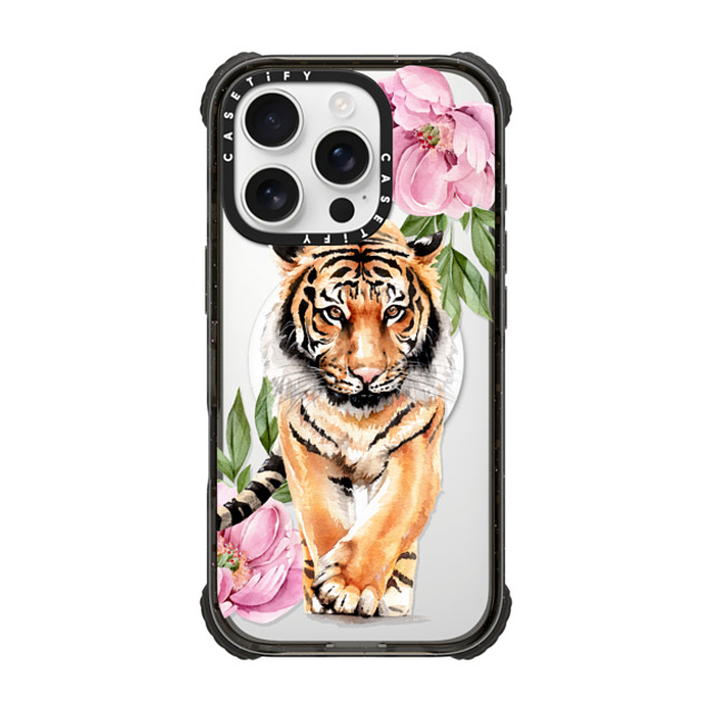 Victoria Ryabinina x CASETiFY iPhone 16 Pro Case Black ウルトラ インパクトケース MagSafe 対応 Tiger and peonies Victoria Ryabinina x CASETiFY iPhone 16 Pro Case Black ウルトラ インパクトケース MagSafe 対応 Tiger and peonies
