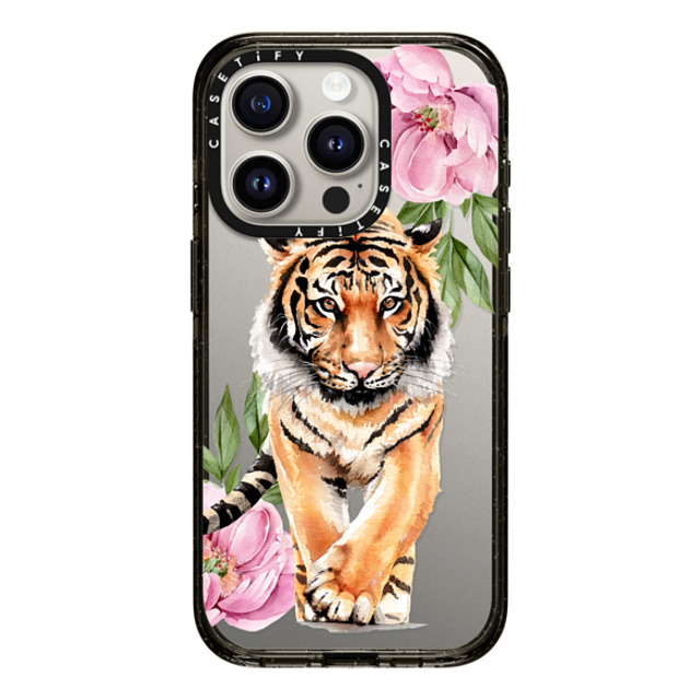 Victoria Ryabinina x CASETiFY iPhone 15 Pro ケース ブラック インパクトケース Tiger and peonies