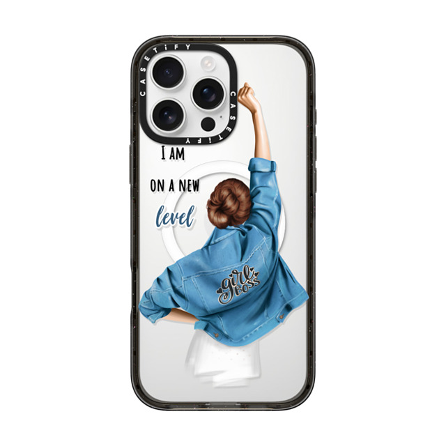 Victoria Ryabinina x CASETiFY iPhone 16 Pro Max ケース ブラック インパクトケース MagSafe対応 Girl boss (brunette)