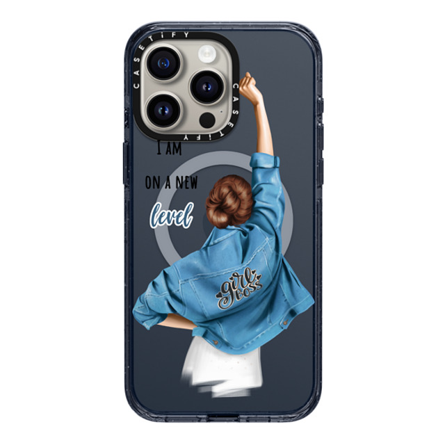 Victoria Ryabinina x CASETiFY iPhone 15 Pro Max ケース Classic Blue インパクトケース MagSafe対応 Girl boss (brunette)