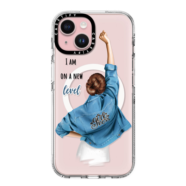 Victoria Ryabinina x CASETiFY iPhone 15 ケース クリア クリア ケース MagSafe対応 Girl boss (brunette)